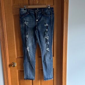 Almost Famous Ripped Blue Skinny Jeans